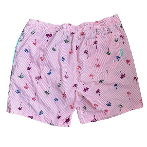 Bonobos Riviera Recycled Swim Trunks Pink Stripes Palm Trees  7” Inseam Size L - Picture 7 of 10